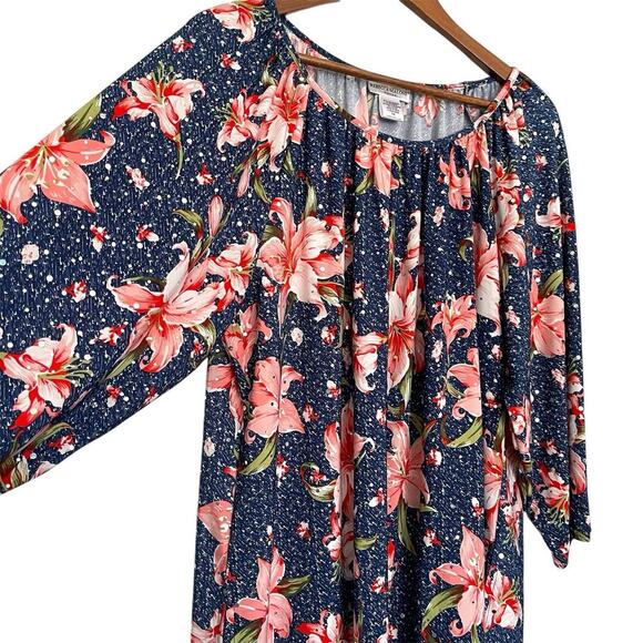 Rebecca Malone Floral Lily 3/4 Sleeve Sequin Peasant Spring Boho Size 1X - Picture 4 of 4
